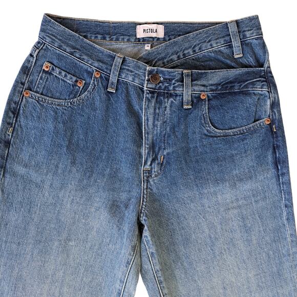 PISTOLA Bobbie Crossover Waist Jeans Wide Leg Jeans Size 26 Indigo Ombré Fade - Picture 12 of 12